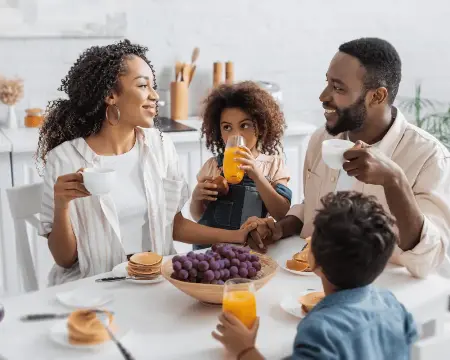 family around a breakfast table