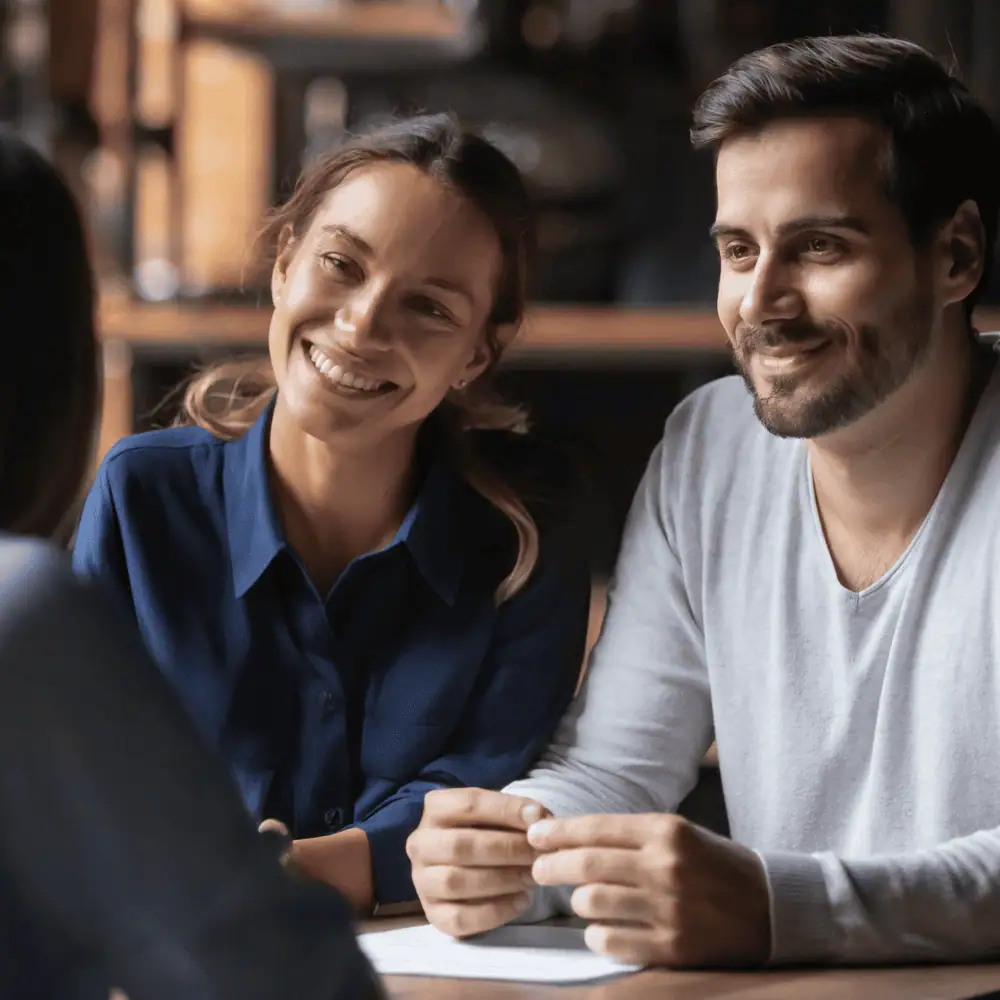 A couple smiling