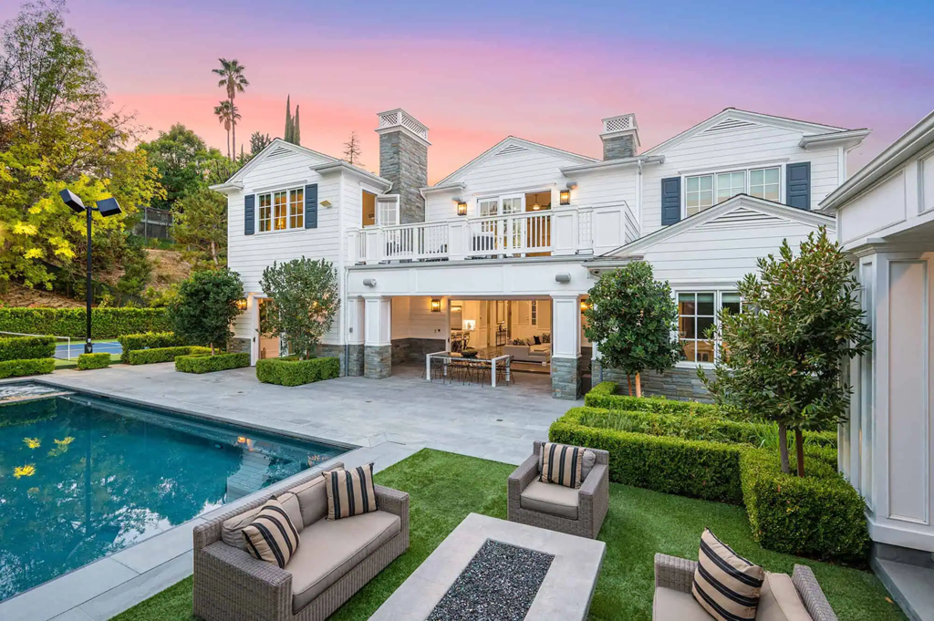 Large white house with pool