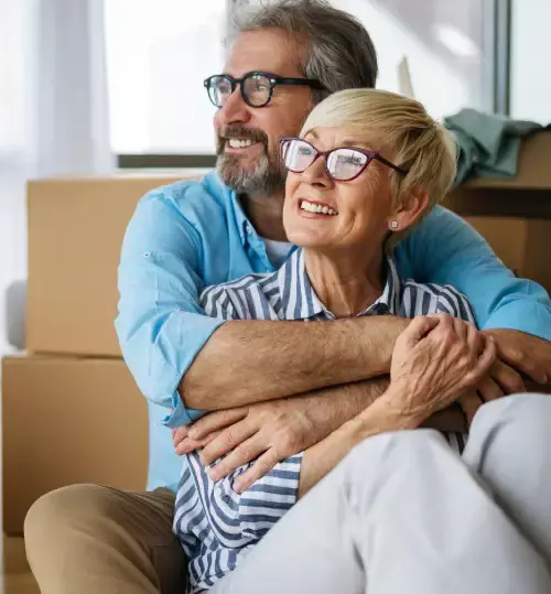 older couple sitting and looing