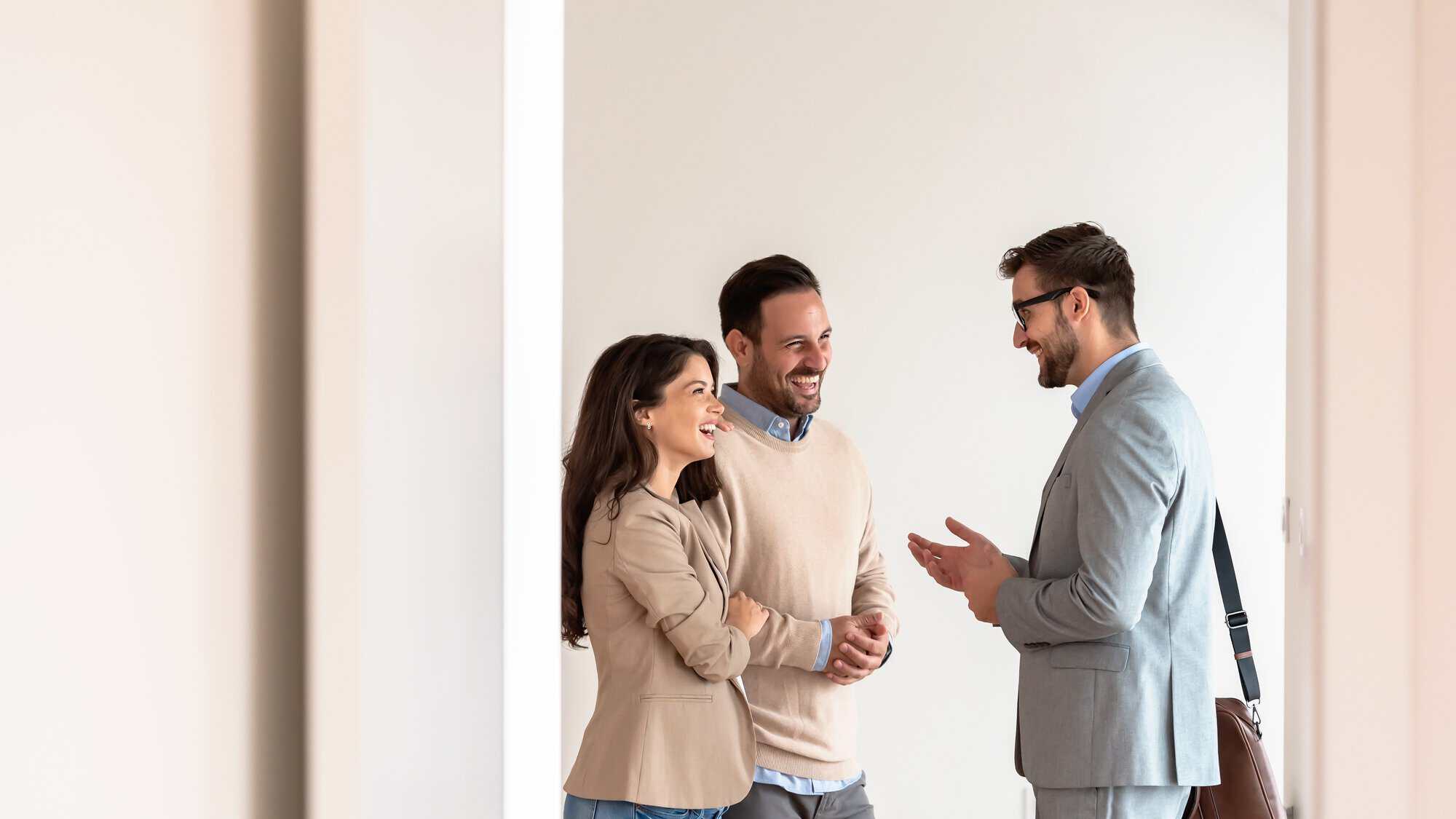 Three people talking