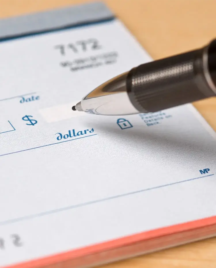 pen writing a check