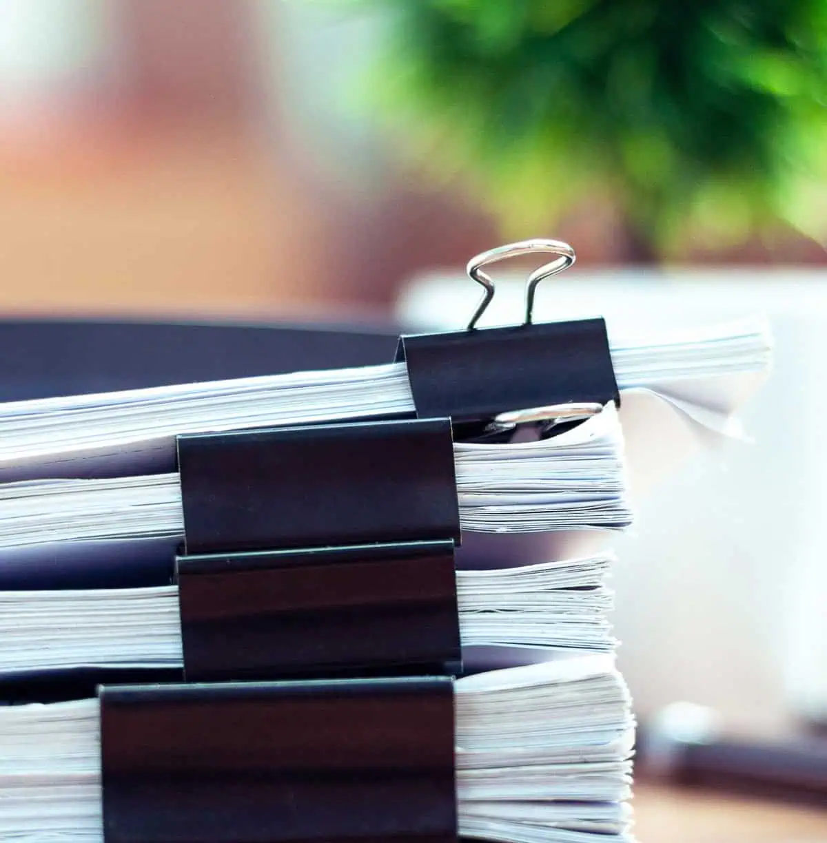 paper stacks with clips
