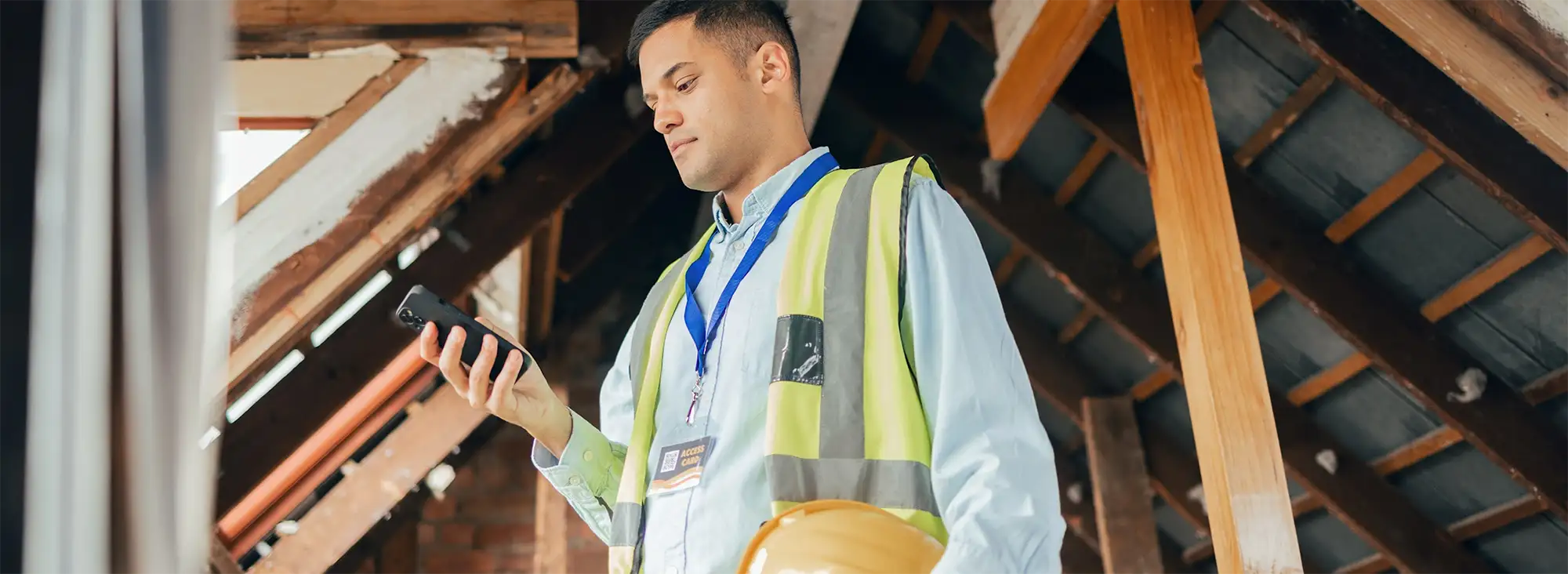 service worker in attic of home