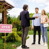 First time home buyers talking to realtors 